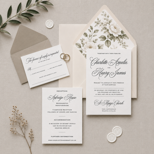 The Victoria Collection - Ivory and Black Wedding Invitation Suite