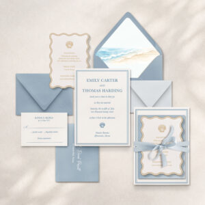 Cove Coastal Wedding Invitation Suite Canva Template