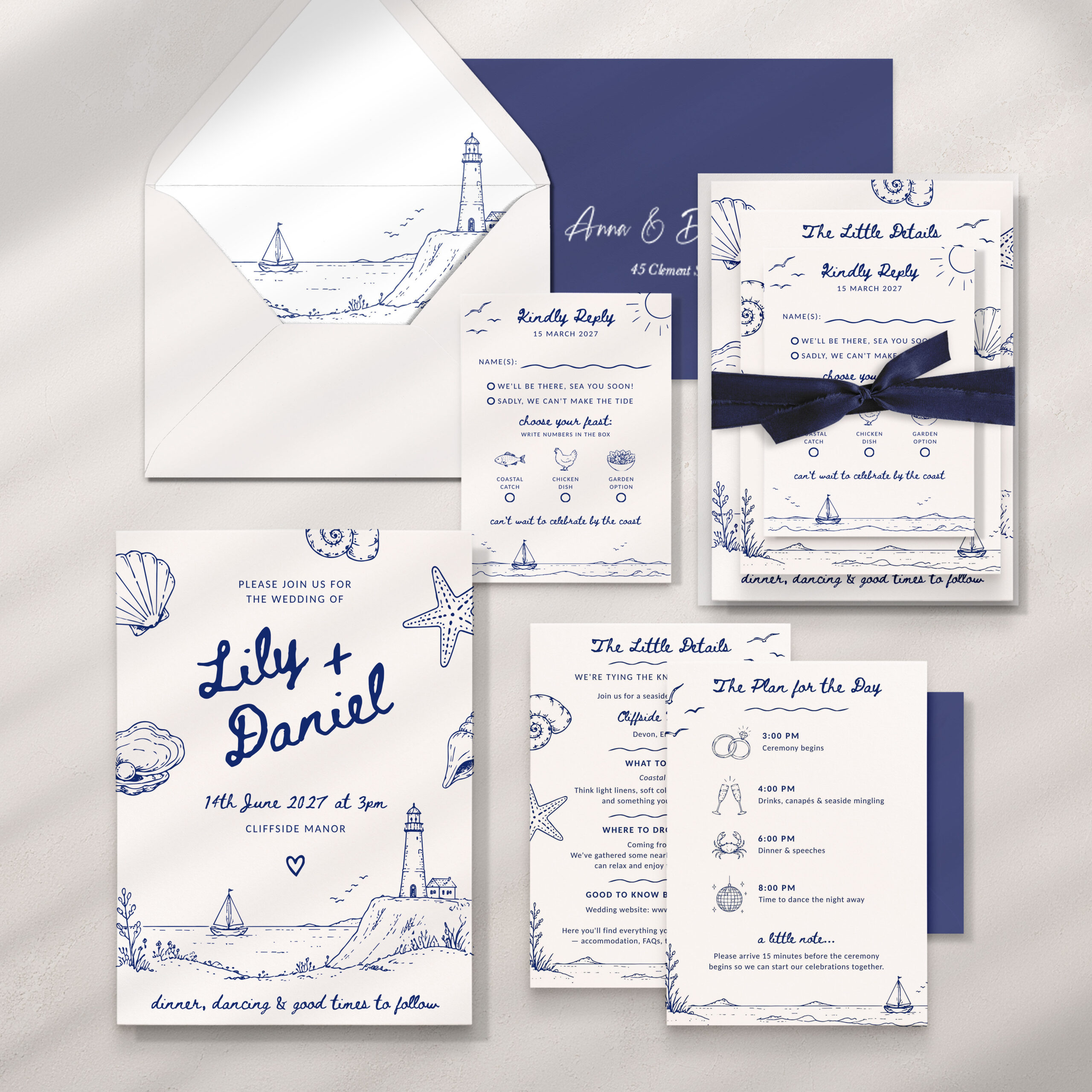 Coastal Wedding Invitation Canva Template