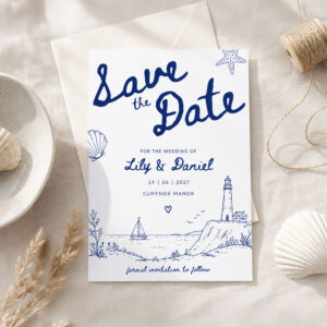Coastal Wedding Save the Date Canva Template