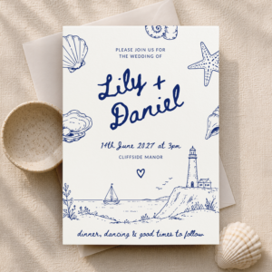 Coastal Wedding Invitation Canva Template